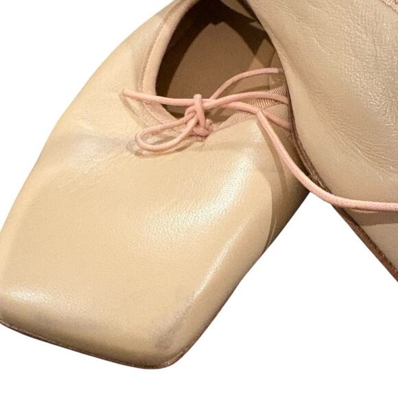 Mansur Gavriel Dream Bow Ballet Flats Ballerina Leather Square Toe Nude Sz 9 - Picture 9 of 10